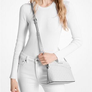 Michael Kors Jet Set Travel Medium Signature Logo Dome Crossbody Satchel NWT